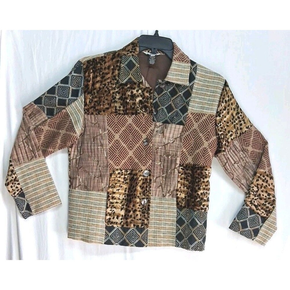 Patchwork Tapestry Jacket Women S Brown Leopard Blazer Boho Hippie Festival